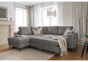 Colțar gri extensibil cu tapițerie din catifea reiată (cu colț pe partea stângă ) Lofty Lilly – Miuform