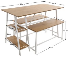 Set dining 1+2, stejar   alb, ZAFAR