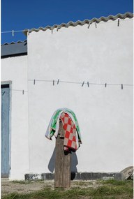 Prosop portocaliu/bej din bumbac organic din frotir 50x90 cm Retro – Mette Ditmer Denmark