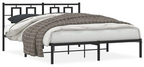 374243 vidaXL Cadru de pat metalic cu tăblie, negru, 150x200 cm