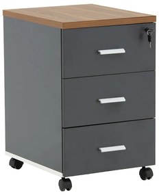Comoda pe roti Oscar 3 sertare nuc - carbon 40x48x63cm