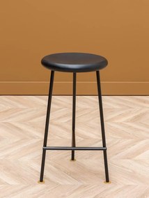 Scaun de bar pentru insulă din lemn de mango și metal, albastru, cu șezut rotund, 60,5 x Ø 32,5 cm, „Motta”