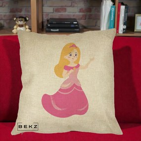 Perna Personalizata Printesa Roz cu Microfon, 40x40 cm, Crem, Husa Detasabila, Perna Inclusa, BEKZ®
