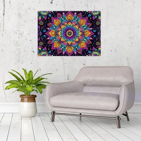 Tablou pe sticlă - Mandală caleidoscopică (70x50 cm)