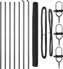 vidaXL Stâlp de gard. Gri 10 x 1,5 m (plasă de 36 mm) Oțel și PVC