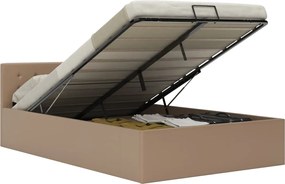 vidaXL Cadru pat hidraulic, depozitare cappuccino 140x200 cm piele eco
