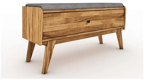 Bancă cu spațiu de depozitare din lemn de stejar cu șezut gri deschis Retro - The Beds