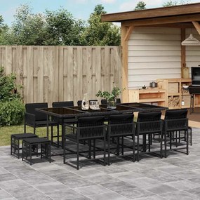 vidaXL Set mobilier de grădină cu perne, 13 piese, negru, poliratan
