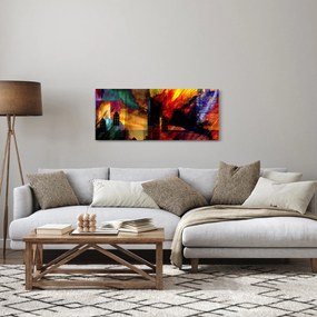 Tablou - Oraș colorat, abstracție (120x50 cm)