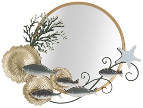 Oglindă decorativa aurie din metal / sticla, 86 x 7,6 x 65 cm, Fish Mauro Ferreti