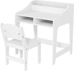 AIYAPLAY Set birou și scaun pentru copii 3-8 ani cu compartimente și rafturi deschise, alb | Aosom Romania