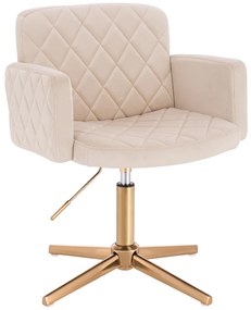 HR802CROSS Scaun Crem din Catifea cu Bază Aurie