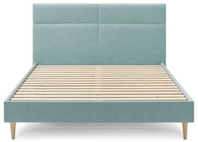 Pat matrimonial 160x200 cm turcoaz tapițat cu somieră Elyna – Bobochic Paris