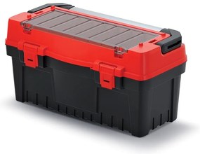 Cutie pentru scule cu maner din aluminiu 59,4 x 28,8 x 30,8 cm, compartimentari, rosu