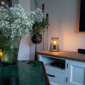 Lampă de masă de design neagră cu lemn - Bosk