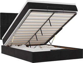vidaXL Cadru de pat otoman cu saltele, catifea neagră 140x200cm