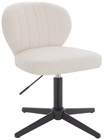 HR193CROSS Scaun Crem Boucle cu Bază Neagră