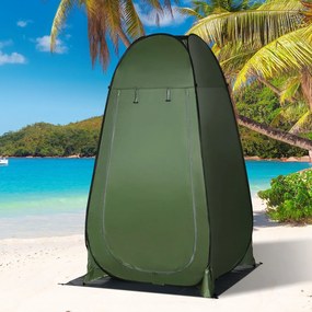 Outsunny Cort de Duș pentru Camping cu Ușă cu Fermoar, Geantă de Transport și Buzunar, 126x124x189 cm, Verde Închis | Aosom Romania