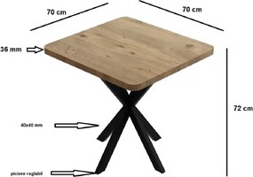 Masa bucatarie patrat  texturata, Homs ,negru,70 x 70X75 cm,A0036