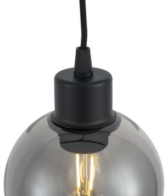 Lampă suspendată modernă neagră cu sticlă fumurie pentru sistem de șină monofazat - Iconic Lava