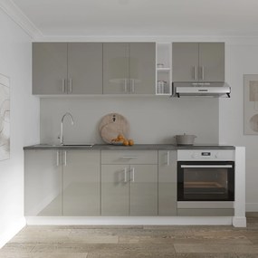 Corp haaus Karo, 1 Sertar, 2 Usi, Gri Lucios/Alb, MDF, 60 x 50 x 80 cm