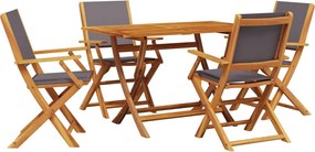 vidaXL Set mobilier de grădină 5 piese textil antracit/lemn masiv