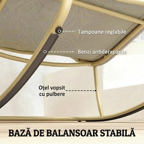Outsunny Șezlong Balansoar Exterior, Șezut 63 cm, Pernă inclusă, Culoare Bej. | Aosom Romania