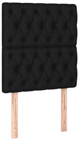 Pat cu arcuri, saltea si LED, negru, 80x200 cm, textil Negru, 80 x 200 cm, Design cu nasturi