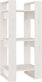 vidaXL Bibliotecă/Separator cameră, alb, 41x35x91 cm, lemn masiv pin