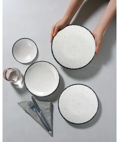 Set veselă 24 piese, din porțelan, alb/negru