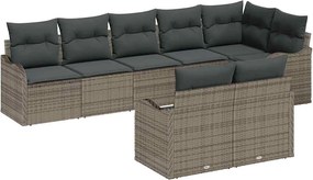 vidaXL Set de canapele pentru grădină cu pernă 8 pcs Gri Rattan poli
