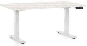 Masă înălțime reglabilă OfficeTech C, 120 x 80 cm, picioare albe, frasin alb