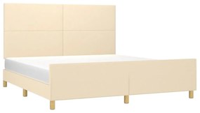 Cadru de pat cu tablie, crem, 180x200 cm, textil Crem, 180 x 200 cm, Design simplu