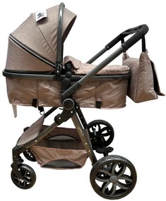Carucior 2 in 1 cu cos de cumparaturi, transformabil, ușor și practic pentru copii 0-36 luni - CPC-34-crem
