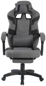 Scaun gaming, suport lombar cu masaj, rabatabil, suport picioare, material textil, Gri