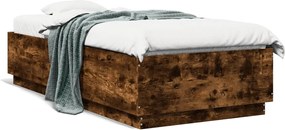 vidaXL Cadru de pat, stejar fumuriu, 90x200 cm, lemn prelucrat
