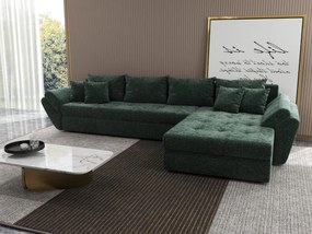 Colțar extensibil dumonde cu ladă de depozitare si sezut confortabil din spuma high-density, Loana XL Euphoria Verde II 335x185 cm