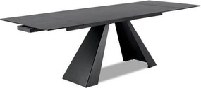 Masa extensibila SALVADORE CERAMIC, gri/negru mat, sticla securizata/c