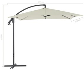 Umbrela suspendata cu stalp din otel, nisipiu, 250 x 250 cm Nisip