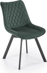 Scaun tapitat K520, verde/negru, stofa catifelata, 45x63x80 cm