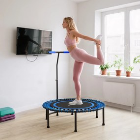 SPORTNOW Trambulină Fitness Ø114cm cu Mâner Reglabil 5 Poziții Capacitate 150kg Albastru | Aosom Romania