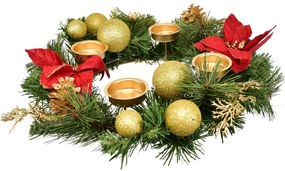 Coroană de Advent decorată cu Poinsetia, 33 cm