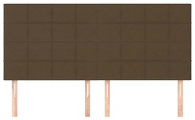 Tablii de pat, 4 buc, maro inchis, 80x5x78 88 cm, textil 4, Maro inchis, 160 x 5 x 118 128 cm