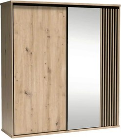 Dulap CALIA C15, stejar artisan/negru, PAL laminat, cu 2 usi, 199x60x2