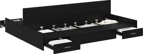 vidaXL Cadru de pat cu depozitare cu sertar Stejar Negru 135 x 190 cm