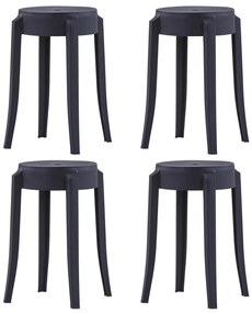 vidaXL Scaune stivuibile 4 buc., negru, plastic