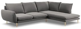 Coltar Vienna 6 locuri velvet picioare aurii L275 cm