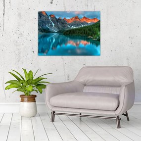 Tablou pe sticlă - Lac turcoaz (70x50 cm)