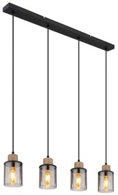 Lustra suspendata design modern REID negru, fumuriu, maro inchis