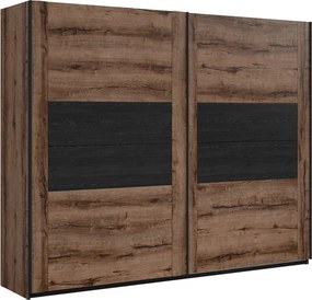 Dressing KASSEL, nuc/negru, PAL melaminat, cu 2 usi, 270x61x219 cm